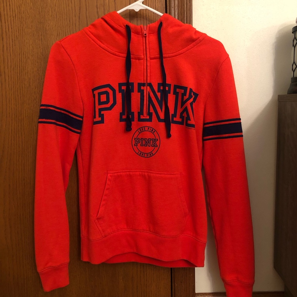 PINK hooded quarter zip sweatshirt